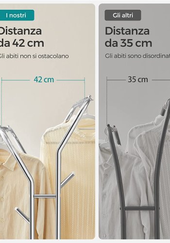 SONGMICS dobbelt tjstativ, m. 2 bjlestnger, 1 hylde, hjul - slv stl