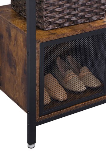 VASAGLE ben garderobeskab, m. 1 hylde, 1 bjlestang, 1 skab - rustik brun spnplade og sort stl