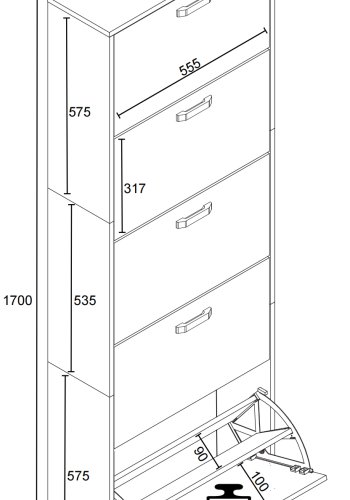 VCM NORDIC Halom XL skoskab, m. 5 lger - antracitgr/natur tr