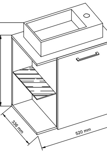 VCM NORDIC Hausa 2-delt gstevaskeplads, m. hndvask, 1 lge, 1 glashylde - keramik og natur tr