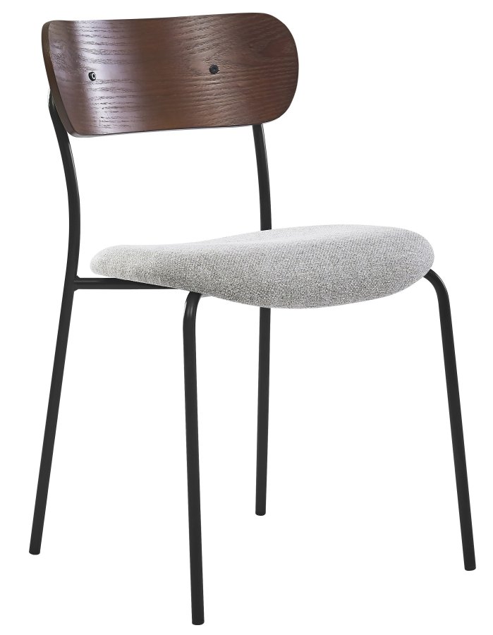 NORDLYS Lincoln spisebordsstol, stabelbar - gr stof, tr og sort metal