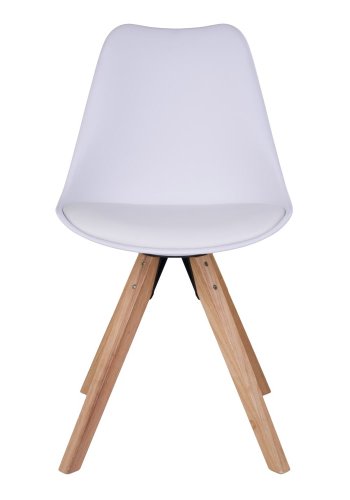 HOUSE NORDIC Bergen spisebordsstol - hvidt kunstlder og plastik m. ben af gummitr