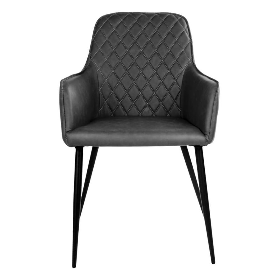 HOUSE NORDIC Harbo spisebordsstol - mrkegrt kunstlder og sorte stlben, m. armln