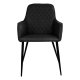 HOUSE NORDIC Harbo spisebordsstol - sort kunstlder og sorte metalben, m. armln