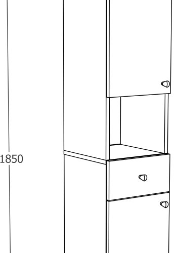 VCM NORDIC Nilosi badevrelse hjskab, m. 2 lger, 2 hylder, 1 skuffe, 1 rum - hvid melamin