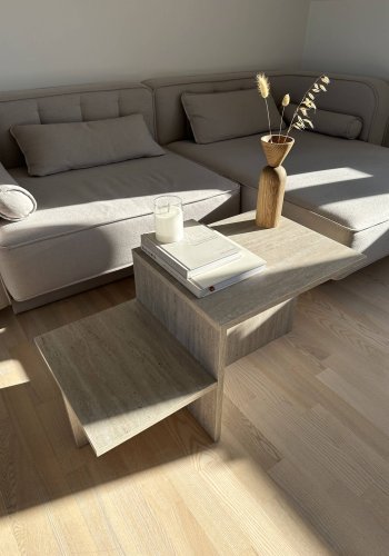 NORDVÄRK Harmony sofabord, rektangulr - travertin melamin (80x40)