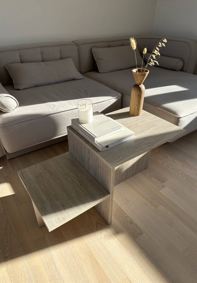 NORDVÄRK Harmony sofabord, rektangulr - travertin melamin (80x40)