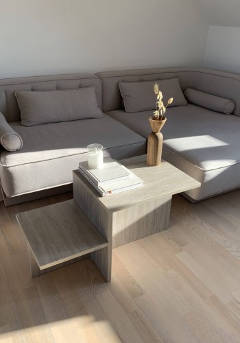 NORDVÄRK Harmony sofabord, rektangulr - travertin melamin (80x40)