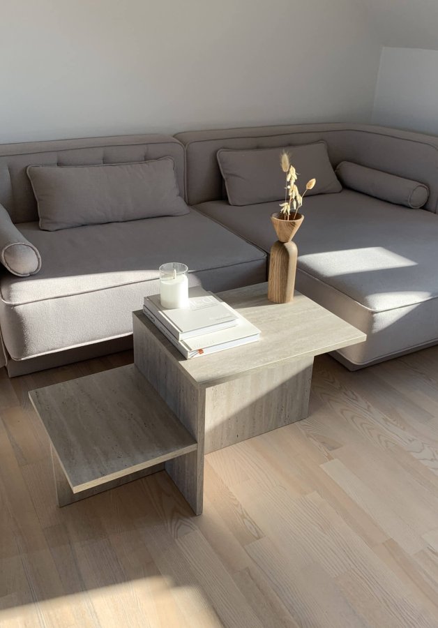 NORDVÄRK Harmony sofabord, rektangulr - travertin melamin (80x40)