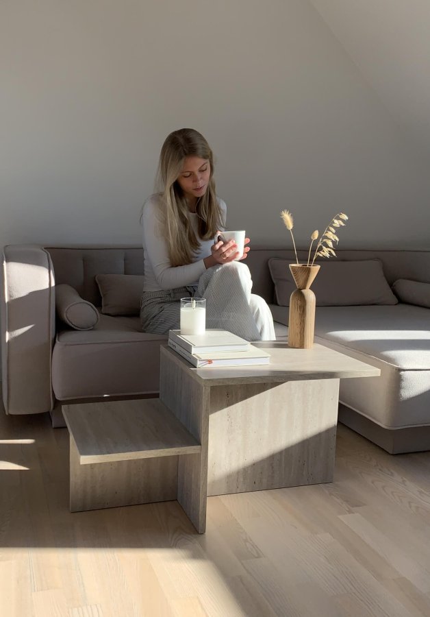 NORDVÄRK Harmony sofabord, rektangulr - travertin melamin (80x40)