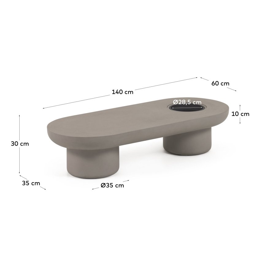 KAVE HOME Taimi havebord, oval - cementfiber (140x60)