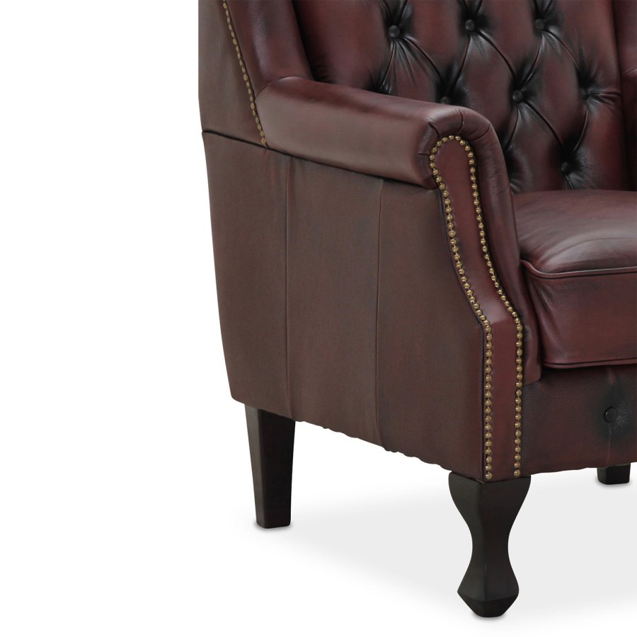 HAGA Aberdeen lnestol - oxblod chesterfield lder