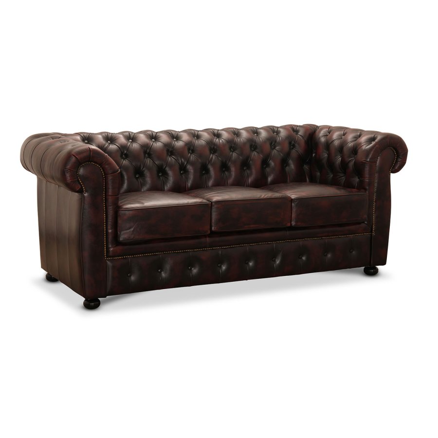 HAGA Liverpool 3 chesterfield sofa - oxblod lder