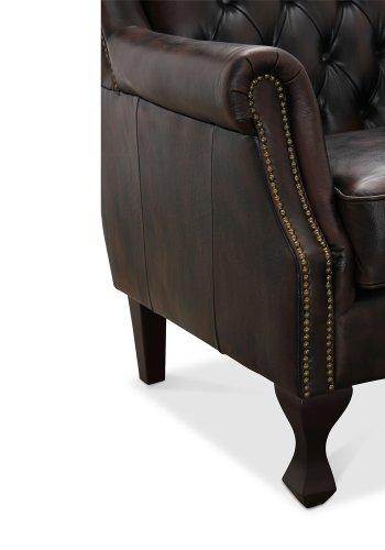 HAGA Aberdeen chesterfield lnestol - brunt lder