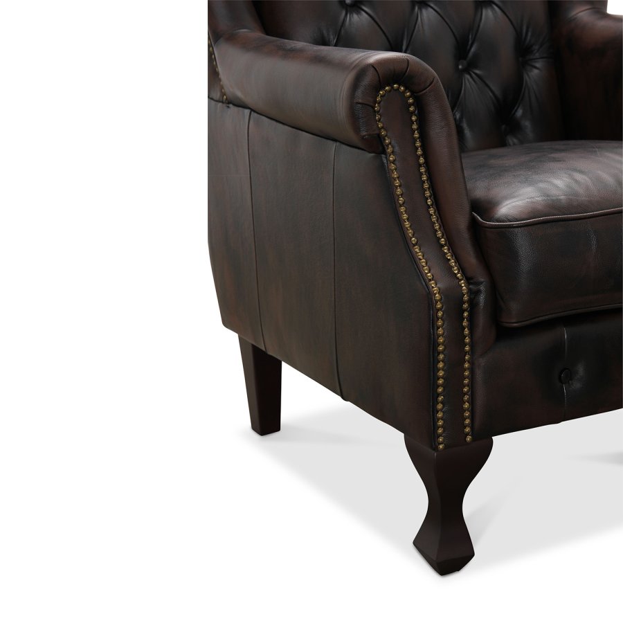 HAGA Aberdeen chesterfield lnestol - brunt lder