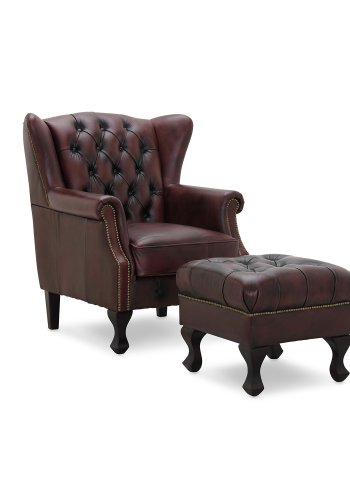 HAGA Aberdeen lnestol - oxblod chesterfield lder