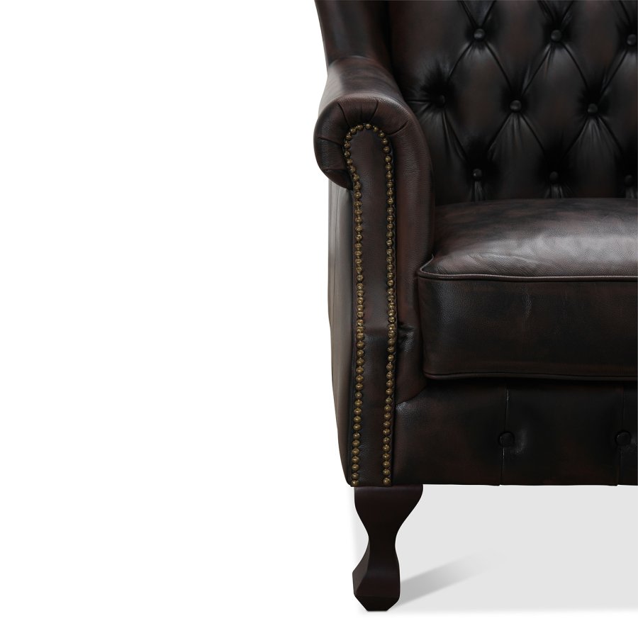 HAGA Aberdeen chesterfield lnestol - brunt lder