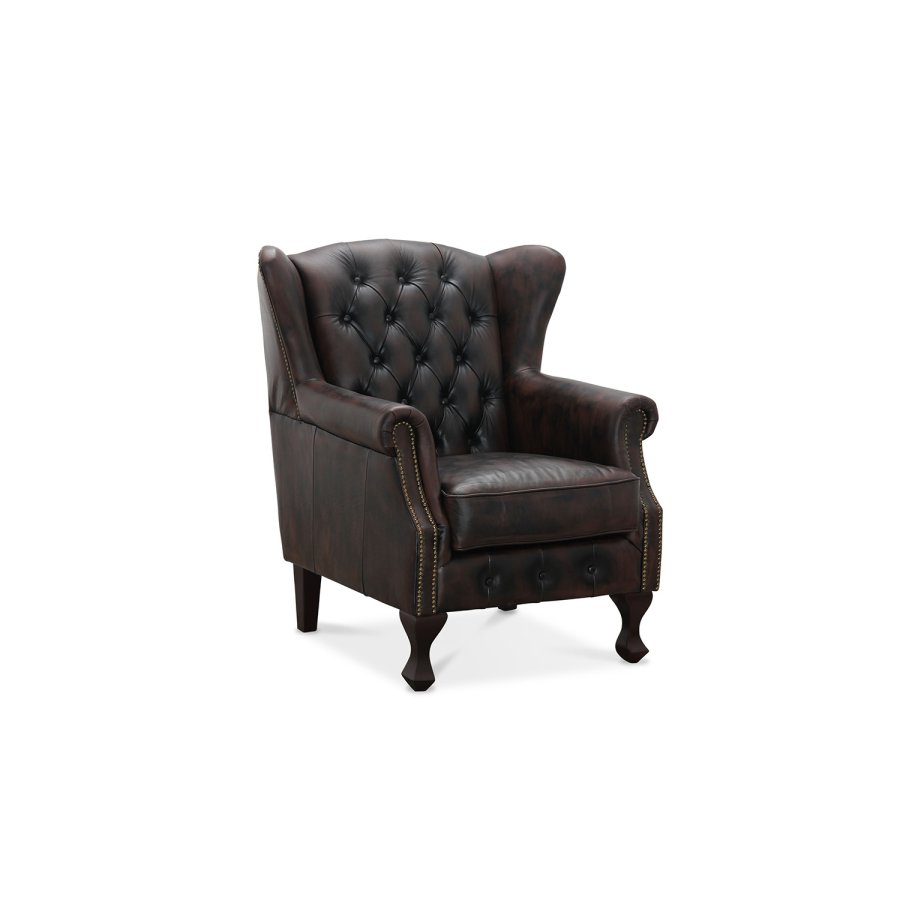 HAGA Aberdeen chesterfield lnestol - brunt lder