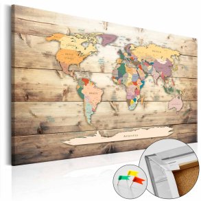 ARTGEIST The World at Your Fingertips verdenskort billede - multifarvet print p kork (40x60)