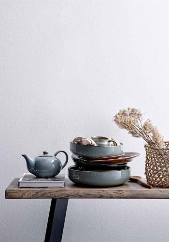 BLOOMINGVILLE Raw bnk - brun/sort egetr/jern, rektangulr (190x37)