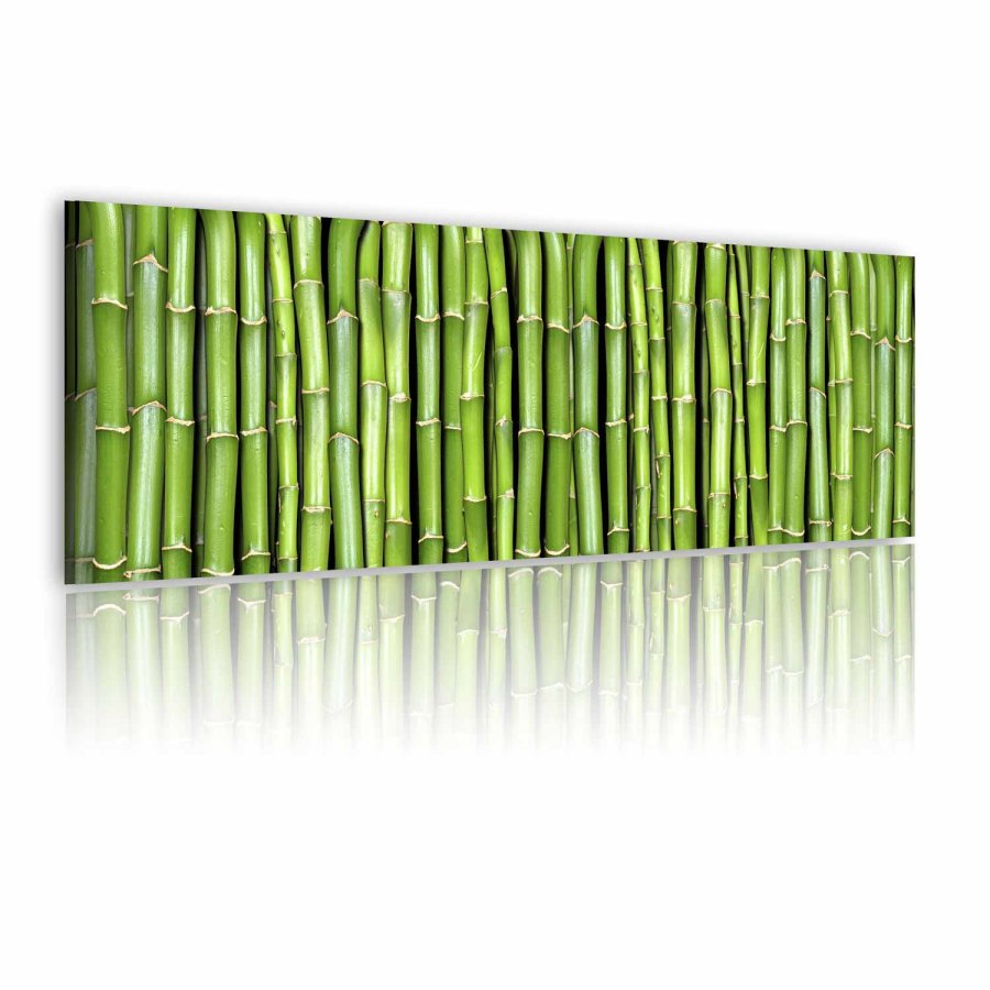 ARTGEIST Bamboo wall billede - grn canvas print (40x120)