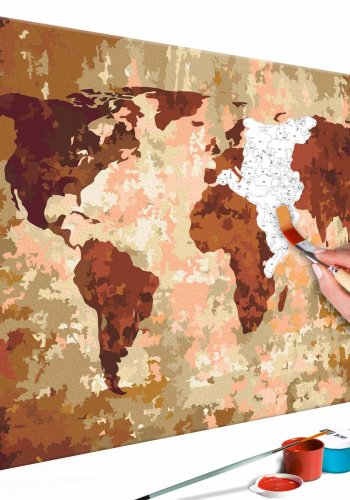 ARTGEIST DIY Verdenskort Earth Colours maleri - hvidt lrred, inkl. maling og 2 pensler (H: 40cm)