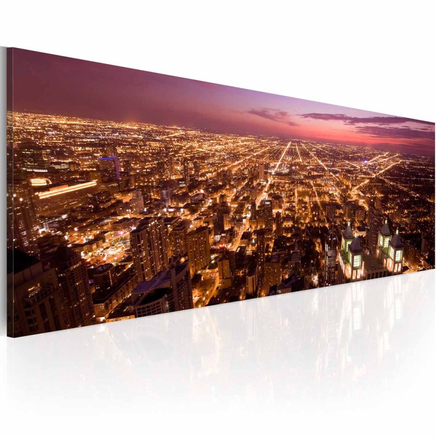 ARTGEIST Flight over Chicago billede - multifarvet canvas print (40x120)