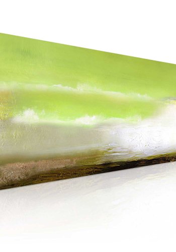 ARTGEIST Havskum billede - grnt/hvidt/brunt bomuldslrred/akrylfarve (40x100)