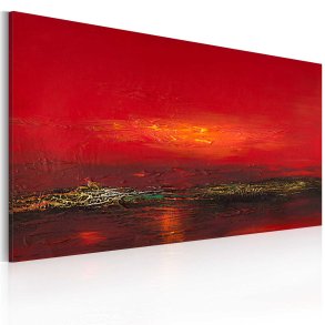 ARTGEIST Rd solnedgang over havet billede - multifarvet lrred/akrylfarver (60x120)