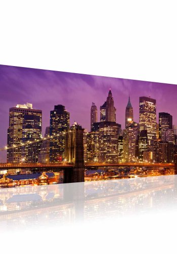ARTGEIST Night in New York billede - multifarvet canvas print (40x120)