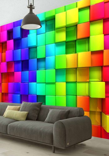 ARTGEIST Colourful Cubes fototapet - multifarvet print (105x150)