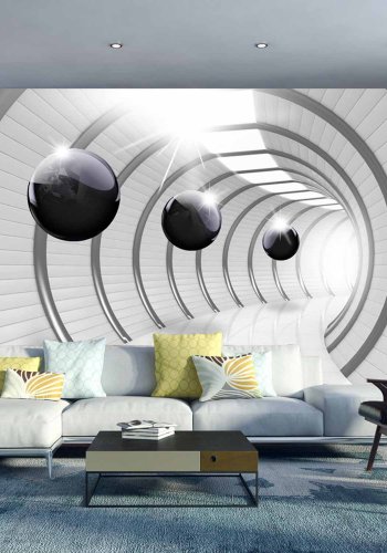 ARTGEIST Futuristic Tunnel fototapet - gr/sort print (105x150)