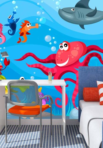 ARTGEIST Octopus and shark fototapet til brn - multifarvet print (231x300)