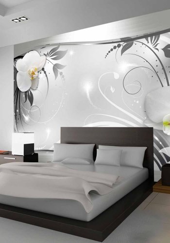 ARTGEIST Silver Abstract fototapet - slv/hvid/gr print (105x150)