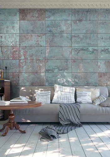 ARTGEIST Turquoise Concrete fototapet - turkis/brun print (1000x50)