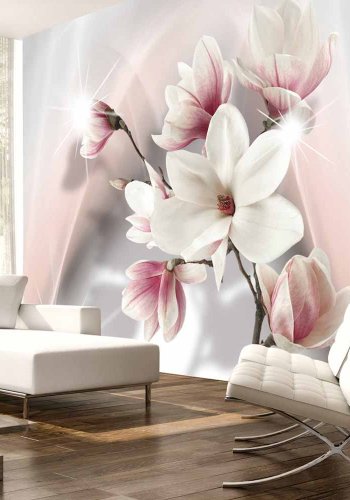 ARTGEIST White magnolias fototapet - hvid/lyserd/gr print (105x150)
