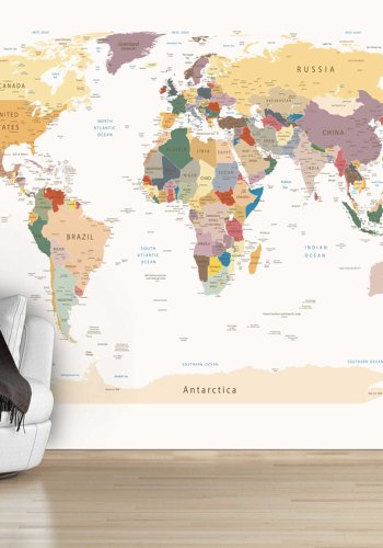 ARTGEIST Verdenskort fototapet - multifarvet print (210x300)