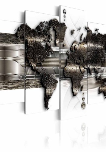ARTGEIST Metal Verdenskort II billede - hvid/slv/bronze print, 5-delt - Flere strrelser