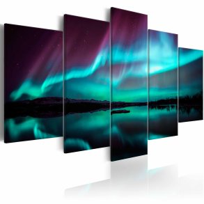 ARTGEIST Night Light II billede - turkis/sort/lilla print (50x100)