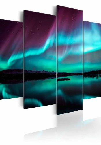 ARTGEIST Night Light II billede - turkis/sort/lilla print (50x100)