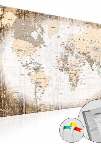 ARTGEIST Enclave of the World verdenskort billede - hvid/brun print p kork (80x120)