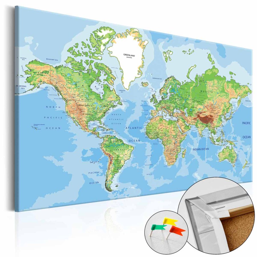 ARTGEIST World Geography verdenskort billede - multifarvet print p kork