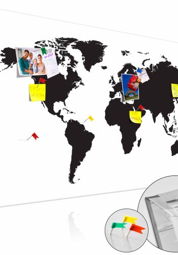 ARTGEIST Black & White Elegance verdenskort billede - hvid/sort print p kork (80x120)