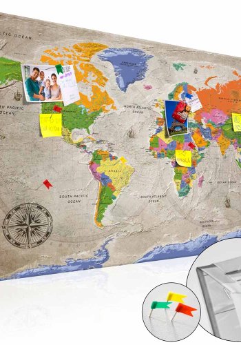 ARTGEIST Retro Style verdenskort billede - multifarvet print p kork, 2 strrelser