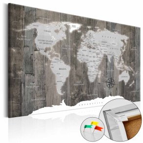 ARTGEIST World of Wood verdenskort billede - natur/gr print p kork (80x120)