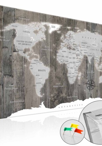 ARTGEIST World of Wood verdenskort billede - natur/gr print p kork (80x120)