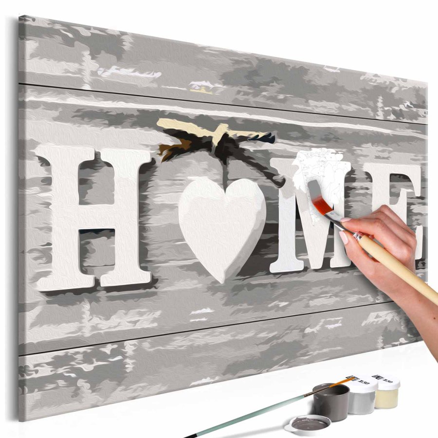 ARTGEIST DIY Home Letters maleri - hvidt lrred, inkl. maling og 2 pensler (40x60)