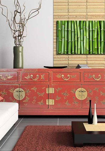 ARTGEIST Bamboo wall billede - grn canvas print (40x120)