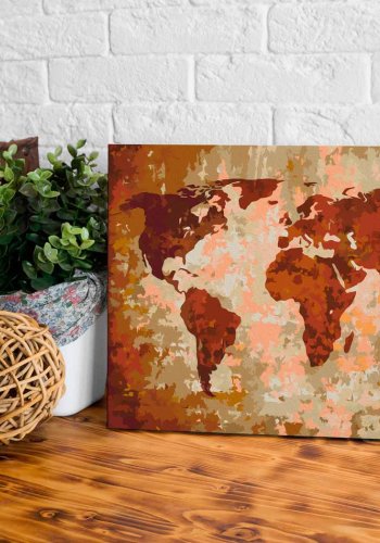 ARTGEIST DIY Verdenskort Earth Colours maleri - hvidt lrred, inkl. maling og 2 pensler (H: 40cm)