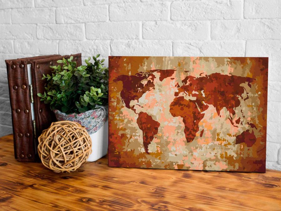 ARTGEIST DIY Verdenskort Earth Colours maleri - hvidt lrred, inkl. maling og 2 pensler (H: 40cm)